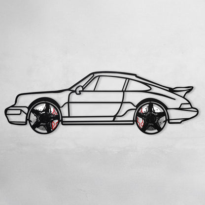 Classic Porsche 911 Wall Art – Retro Steel Silhouette with Spinning Wheels-KAFMEKA038 - Tampa Home & Garden Store