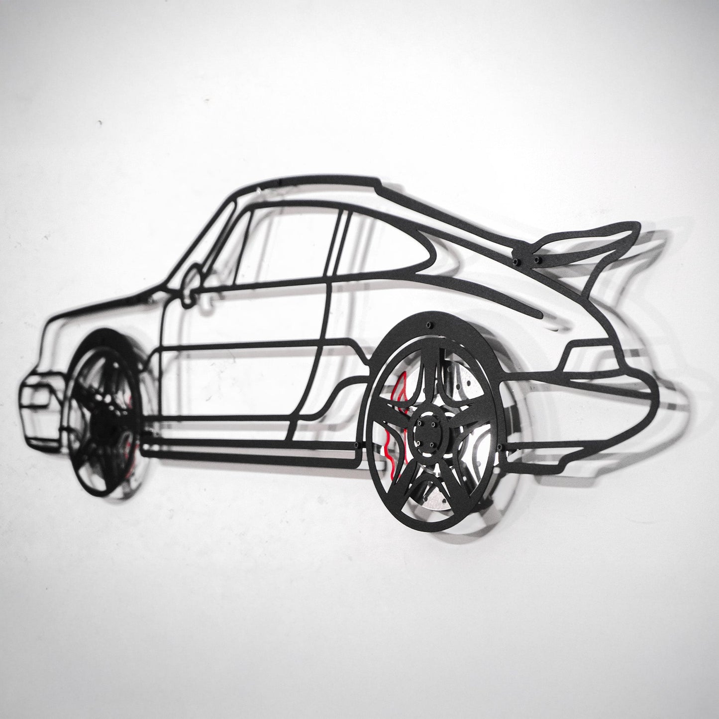 Classic Porsche 911 Wall Art – Retro Steel Silhouette with Spinning Wheels-KAFMEKA038 - Tampa Home & Garden Store
