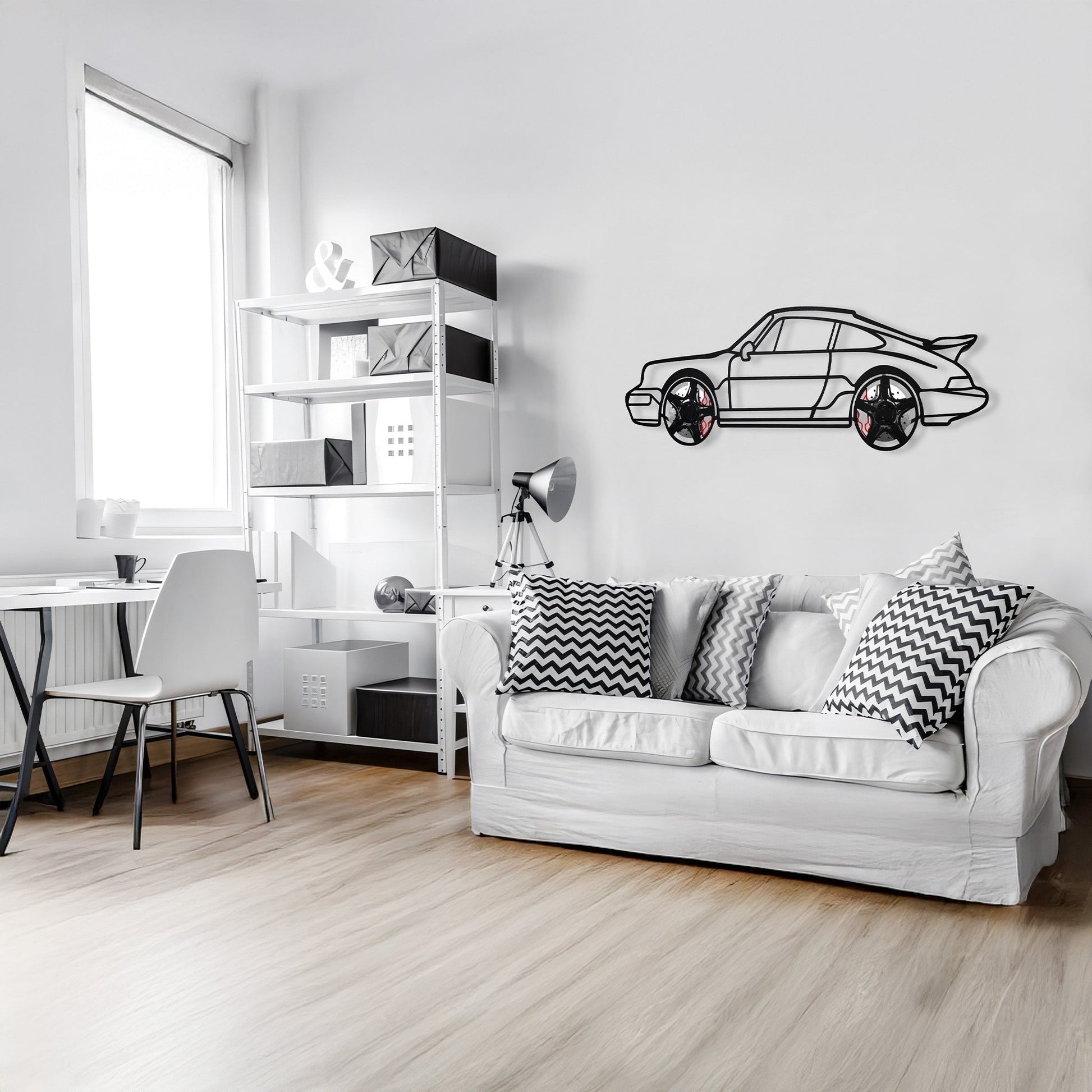 Classic Porsche 911 Wall Art – Retro Steel Silhouette with Spinning Wheels-KAFMEKA038 - Tampa Home & Garden Store