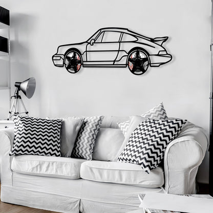 Classic Porsche 911 Wall Art – Retro Steel Silhouette with Spinning Wheels-KAFMEKA038 - Tampa Home & Garden Store