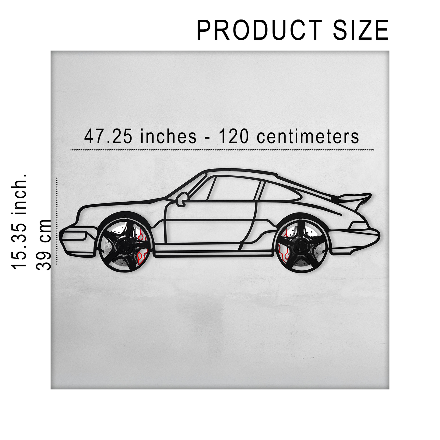 Classic Porsche 911 Wall Art – Retro Steel Silhouette with Spinning Wheels-KAFMEKA038 - Tampa Home & Garden Store