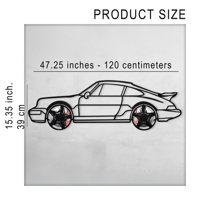 Classic Porsche 911 Wall Art – Retro Steel Silhouette with Spinning Wheels-KAFMEKA038 - Tampa Home & Garden Store