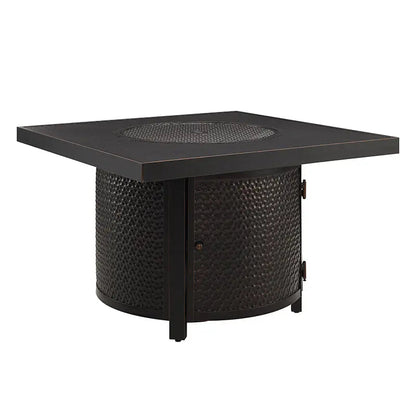 Clayton 40" Round Hammered Aluminum Convertible Gas Fire Pit Table - Tampa Home & Garden Store