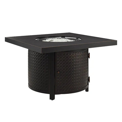 Clayton 40" Round Hammered Aluminum Convertible Gas Fire Pit Table - Tampa Home & Garden Store