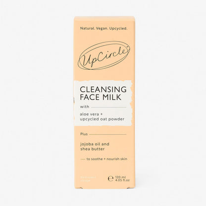 UpCircle Cleansing Face Milk box in peach packaging with logo and aloe vera and oat powder on Tampa Home & Garden Store