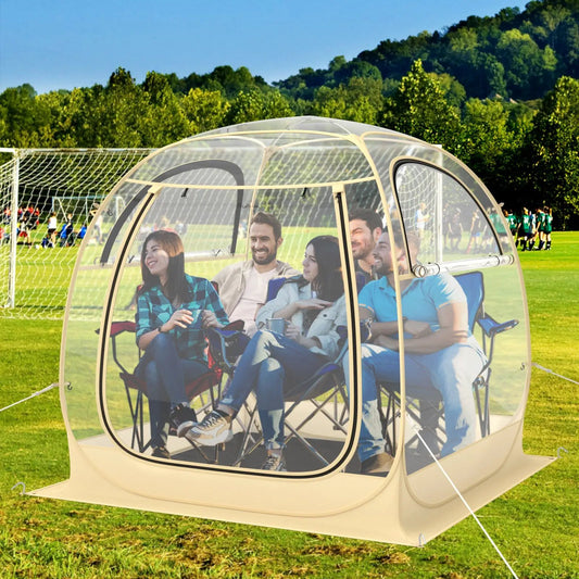 DirectDeals Instant Pop-Up Sports Tent beige dome with clear panels for 1-6 people on Tampa Home & Garden Store