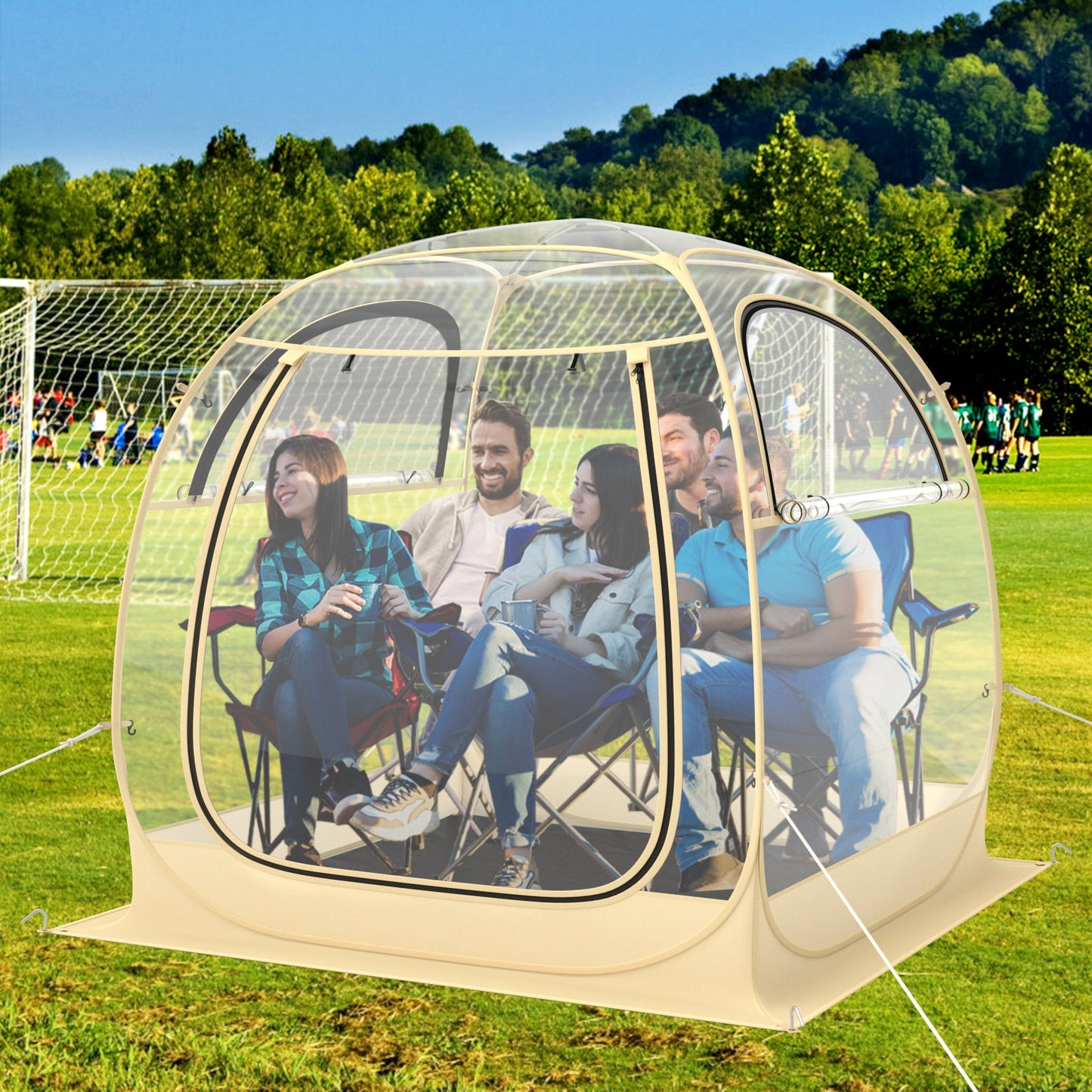 Tienda de campaña instantánea desplegable para deportes con bolsa de transporte y colchoneta para 1-2/5-6 personas-M