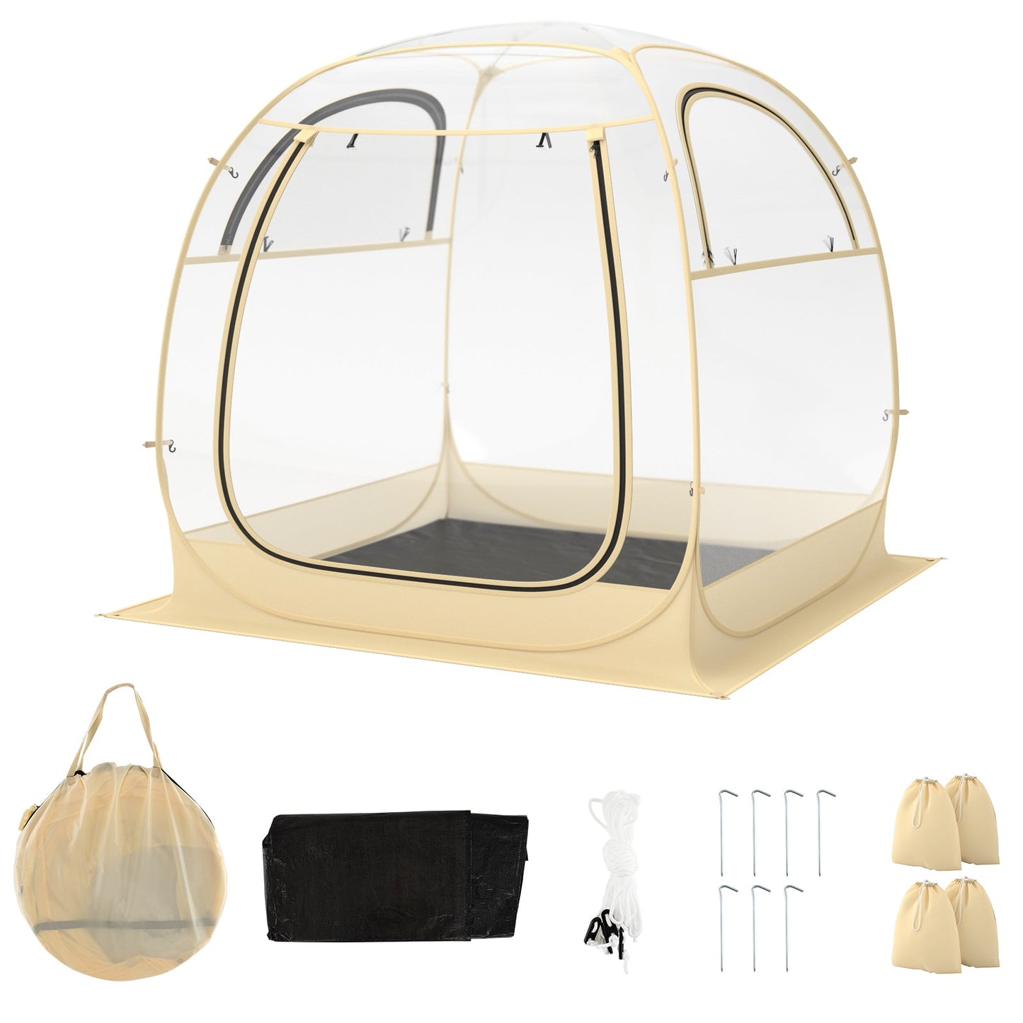 Tienda de campaña instantánea desplegable para deportes con bolsa de transporte y colchoneta para 1-2/5-6 personas-M