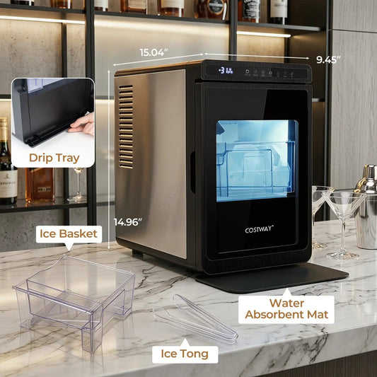 Countertop ice maker with 1.6-inch clear ice cubes, 26 lbs/day, black front panel Costway on Tampa Home & Garden Store