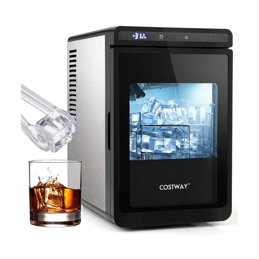 Countertop Costway ice maker black with stainless steel sides 1.6-inch clear ice cubes 26 lbs/day on Tampa Home & Garden Store