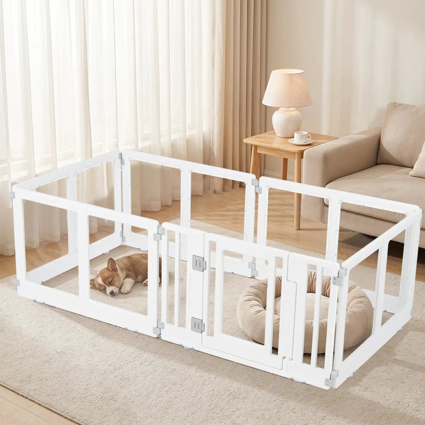 Clear Plastic Dog Playpen With Door 8 Panel