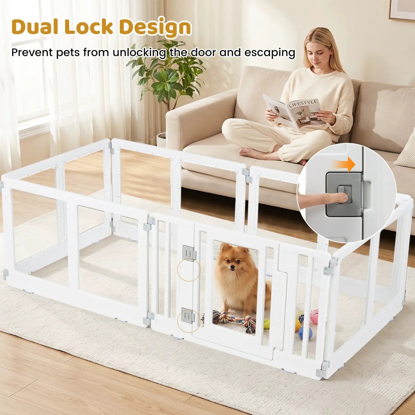 Clear Plastic Dog Playpen With Door 8 Panel