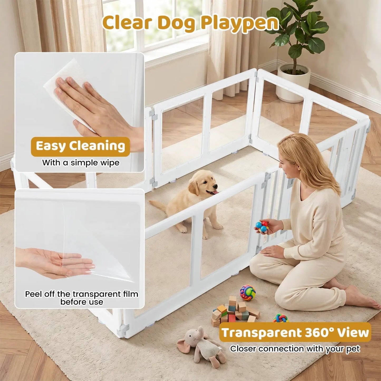 Clear Plastic Dog Playpen With Door 8 Panel