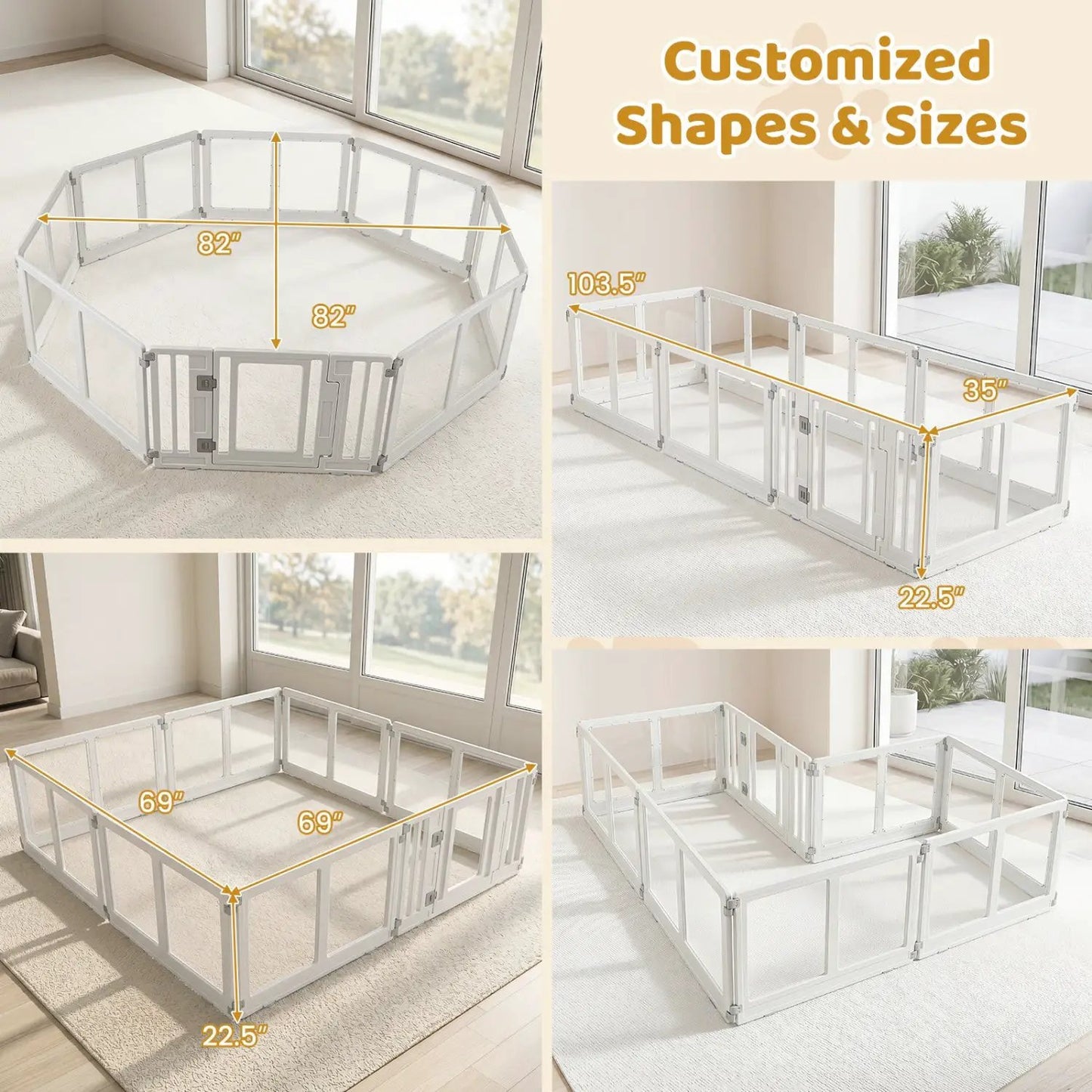 Clear Plastic Dog Playpen With Door 8 Panel