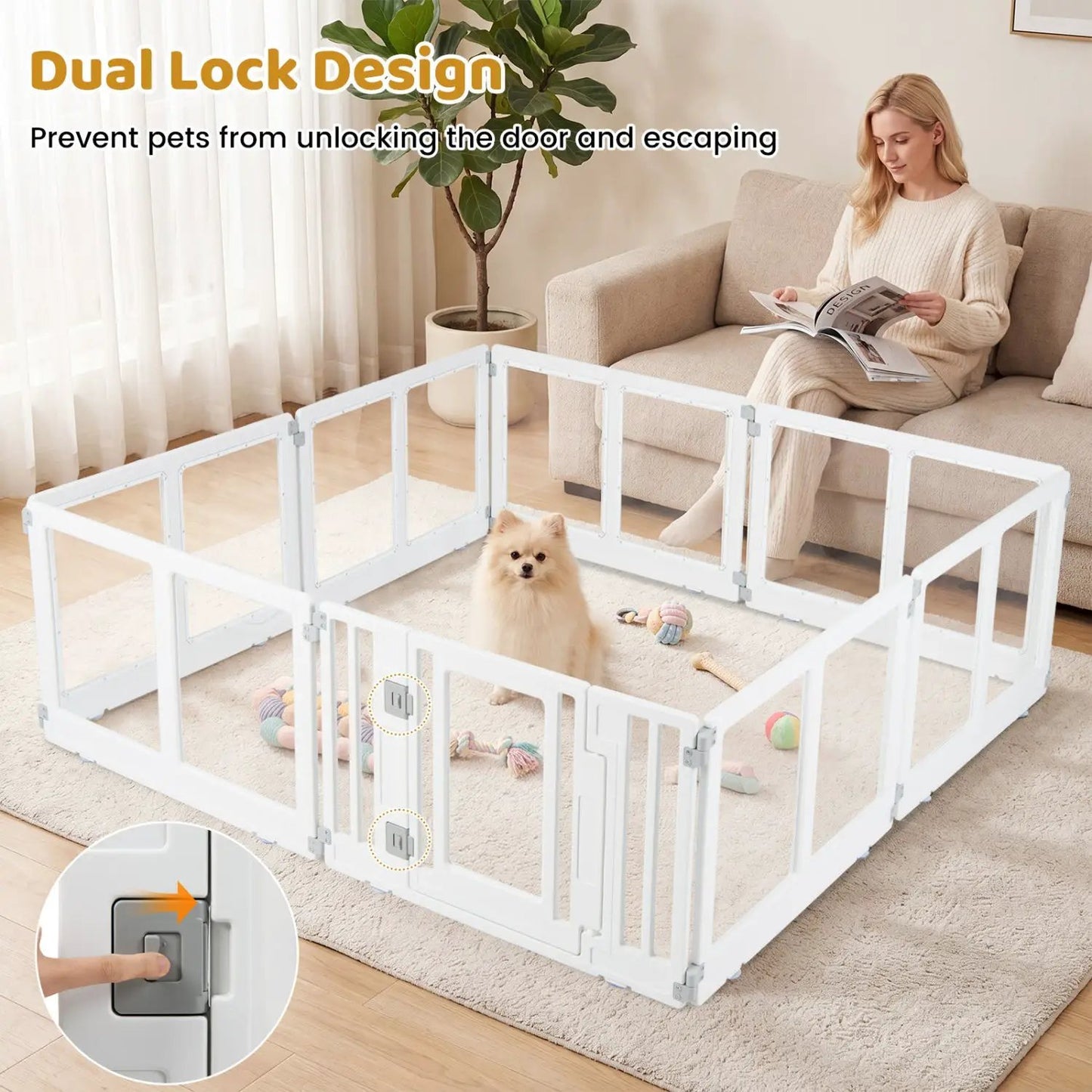 Clear Plastic Dog Playpen With Door 8 Panel