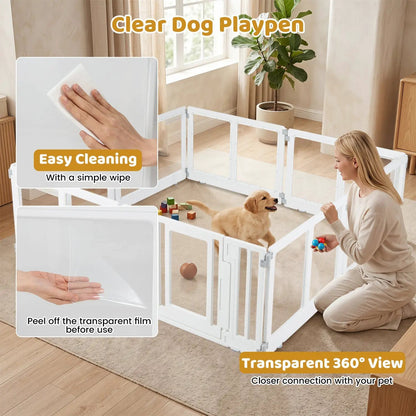 Clear Plastic Dog Playpen With Door 8 Panel