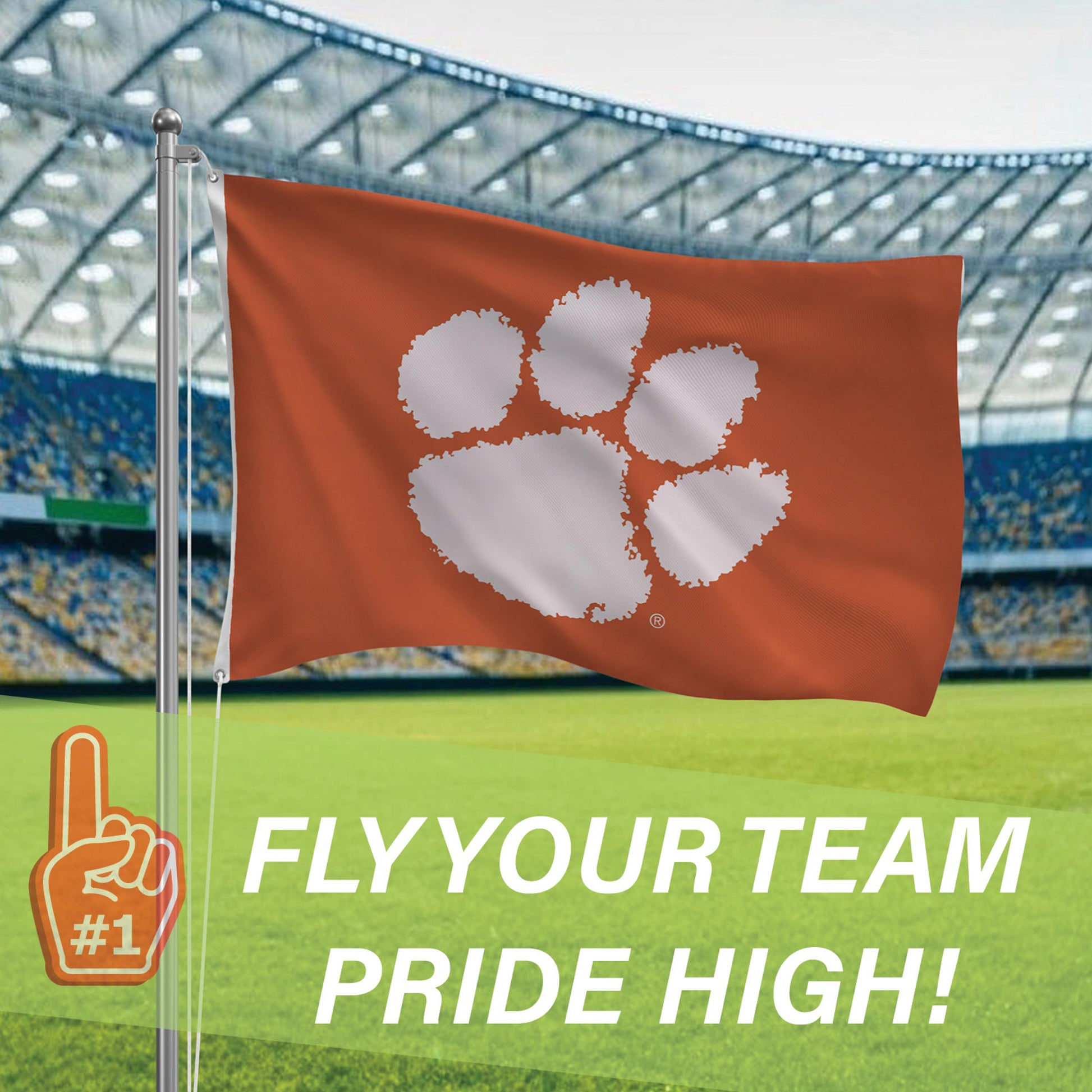 Clemson University Single Sided Estate Flag with 2 Grommets, 3'x5' - Tampa Home & Garden Store