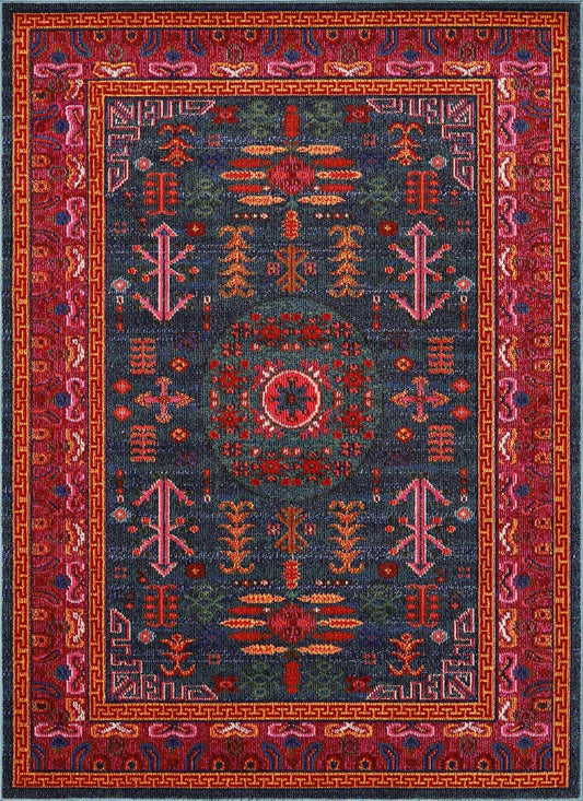 Alfombra tradicional colorida de Cleveland - Verde azulado, aguamarina, azul marino