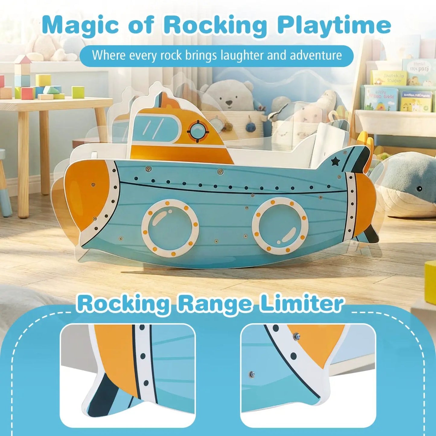 Wooden Submarine Rocking Climber with Propeller
