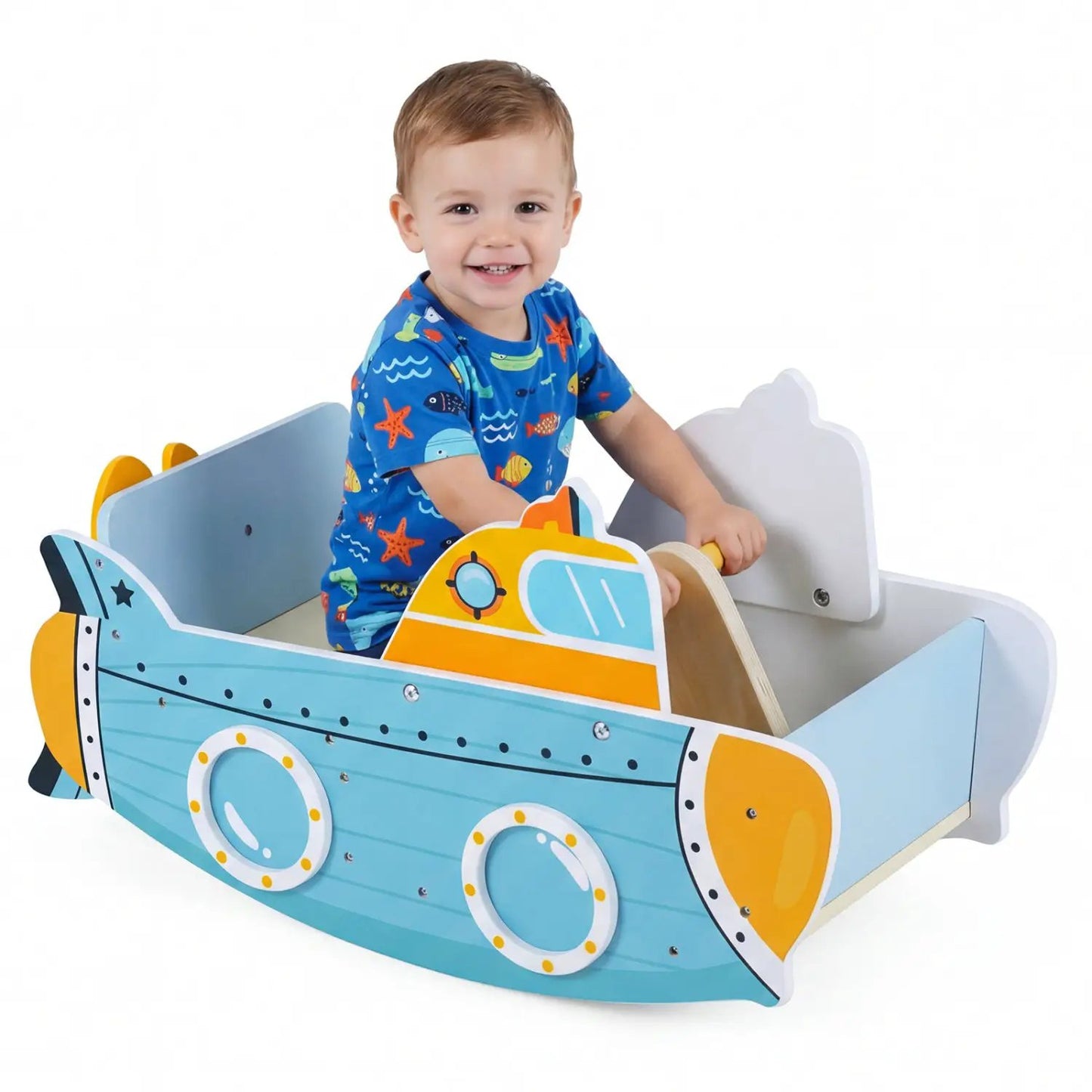 Wooden Submarine Rocking Climber with Propeller