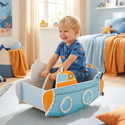 Wooden Submarine Rocking Climber with Propeller