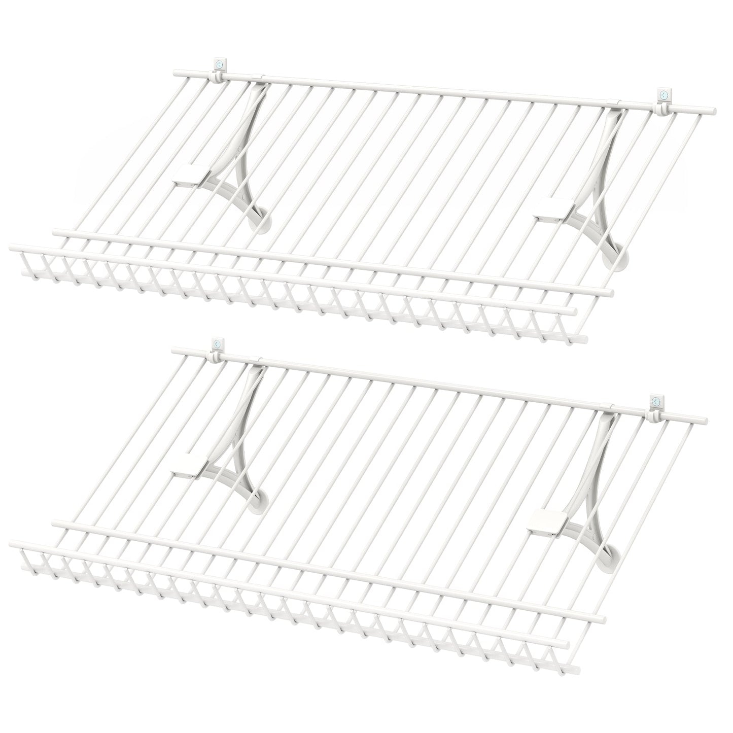 Closet Shelves Wall Mounted Set of 2 Metal Wire Shoe Racks