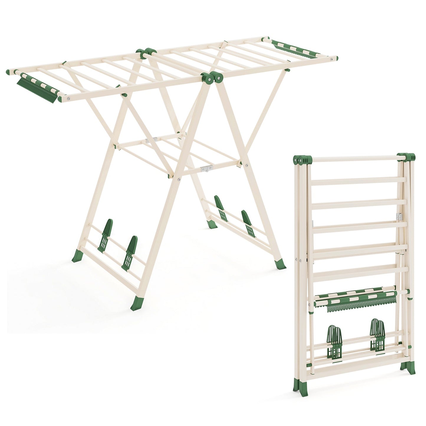 Clothes Drying Rack with Height Adjustable Wings