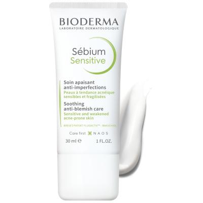 Bioderma Sebium Sensitive 30 ml acne treatment tube, white with green logo on Tampa Home & Garden Store