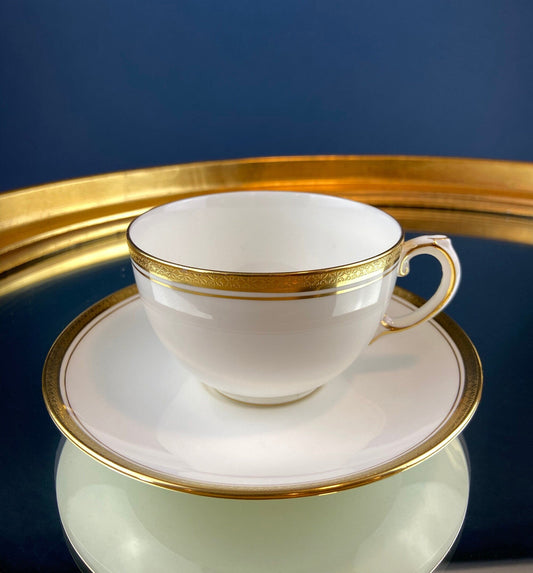 Coalport Elite White Cup and Saucer: Gold Rim Wedding Band China - Tampa Home & Garden Store