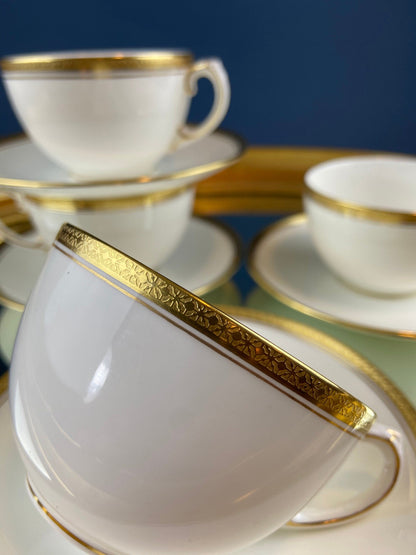 Coalport Elite White Cup and Saucer: Gold Rim Wedding Band China - Tampa Home & Garden Store