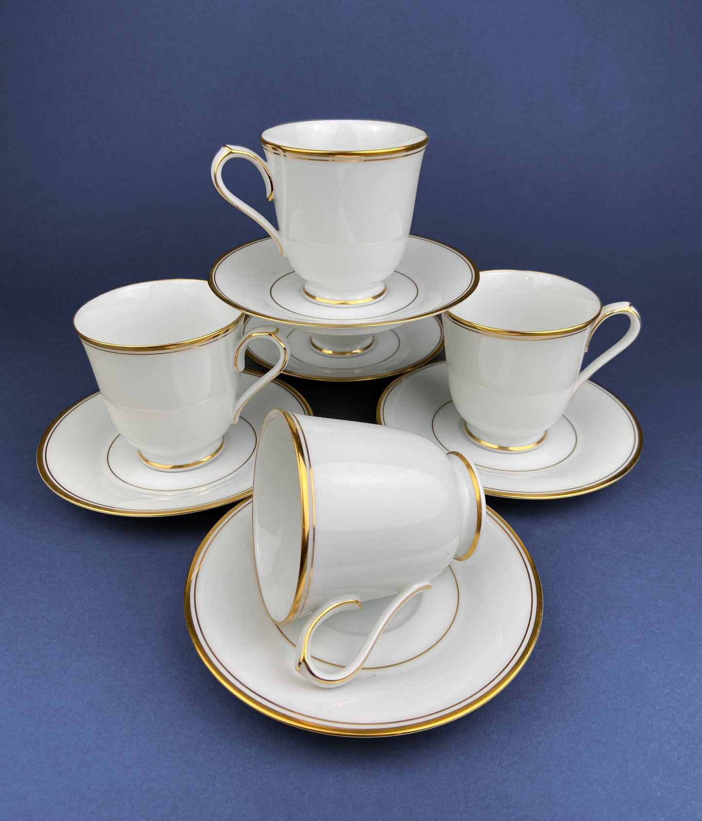 Coalport Elite White Cup and Saucer: Gold Rim Wedding Band China - Tampa Home & Garden Store