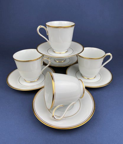 Coalport Elite White Cup and Saucer: Gold Rim Wedding Band China - Tampa Home & Garden Store