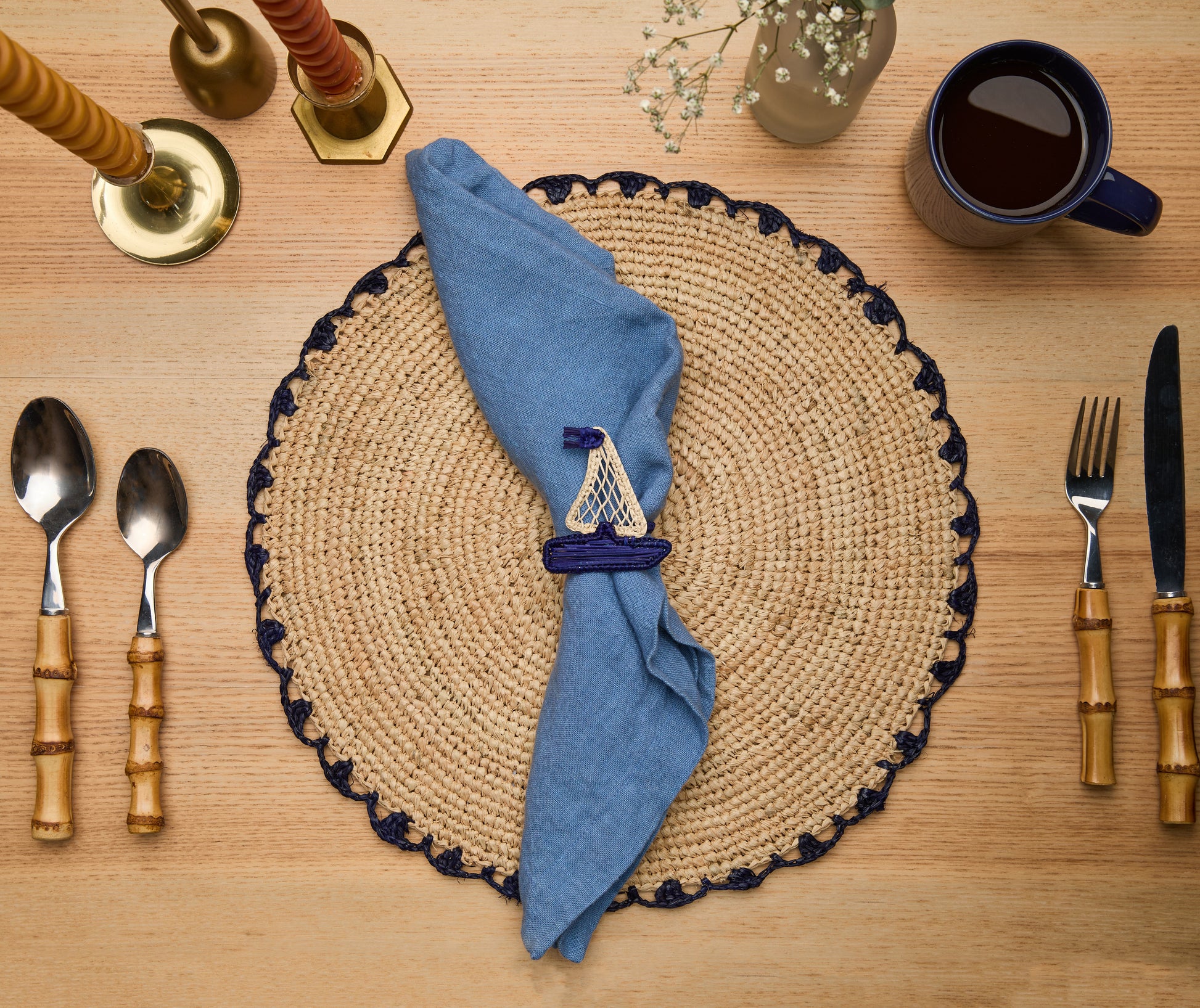 Coastal Sailboat Napkin Ring – Handwoven Iraca Palm – Nautical Table Decor from Colombia - Tampa Home & Garden Store