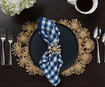 Coastal Ship Wheel Napkin Ring – 2.5” Handwoven Iraca Palm – Nautical Table Decor from Colombia - Tampa Home & Garden Store
