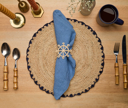 Coastal Ship Wheel Napkin Ring – 2.5” Handwoven Iraca Palm – Nautical Table Decor from Colombia - Tampa Home & Garden Store