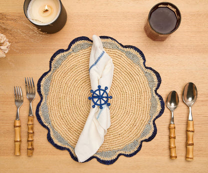 Coastal Ship Wheel Napkin Ring – 2.5” Handwoven Iraca Palm – Nautical Table Decor from Colombia - Tampa Home & Garden Store