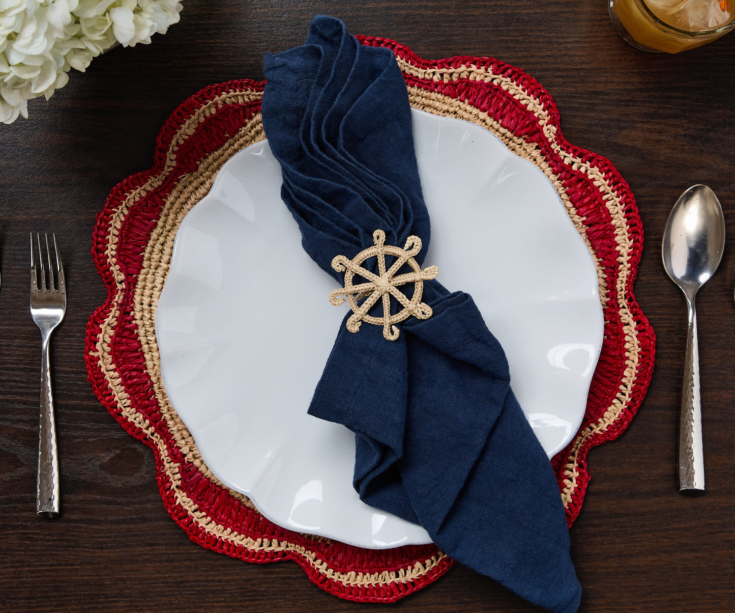 Coastal Ship Wheel Napkin Ring – 2.5” Handwoven Iraca Palm – Nautical Table Decor from Colombia - Tampa Home & Garden Store