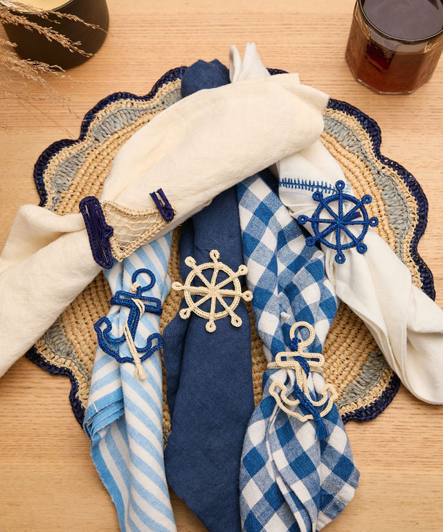 Coastal Ship Wheel Napkin Ring – 2.5” Handwoven Iraca Palm – Nautical Table Decor from Colombia - Tampa Home & Garden Store