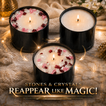 Vela de cristal del zodíaco Tauro con granate, cuarzo cristal y cuarzo rosa | Vela de cera de coco y soja, 256 g