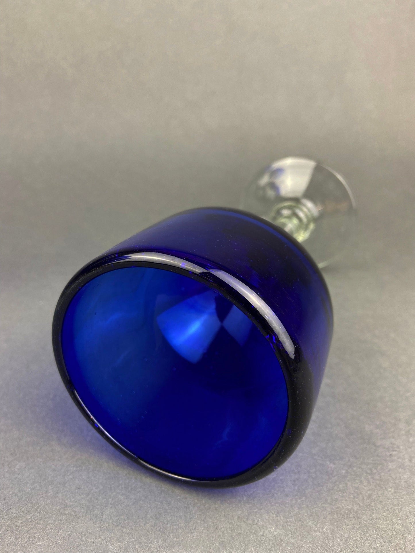 Cobalt Blue Hand Blown Stemware.  Set of Six Heavy Spanish/Mexican Style Stemed Glasses. Primitive Drinkware. Stylish Barware. - Tampa Home & Garden Store
