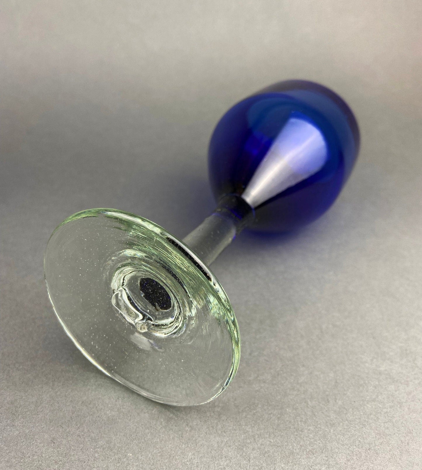 Cobalt Blue Hand Blown Stemware.  Set of Six Heavy Spanish/Mexican Style Stemed Glasses. Primitive Drinkware. Stylish Barware. - Tampa Home & Garden Store