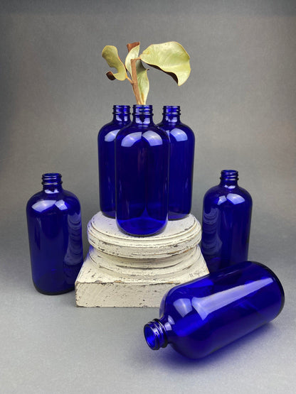 Cobalt Blue Hand Blown Stemware.  Set of Six Heavy Spanish/Mexican Style Stemed Glasses. Primitive Drinkware. Stylish Barware. - Tampa Home & Garden Store