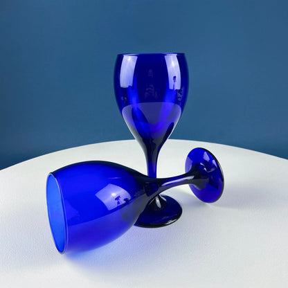 Cobalt Blue Wine Glasses. Set of Four Stemware. Dark Blue Modern Design. Holiday Celebration. Home Dining Room Decor. Gift for Him or Her. - Tampa Home & Garden Store