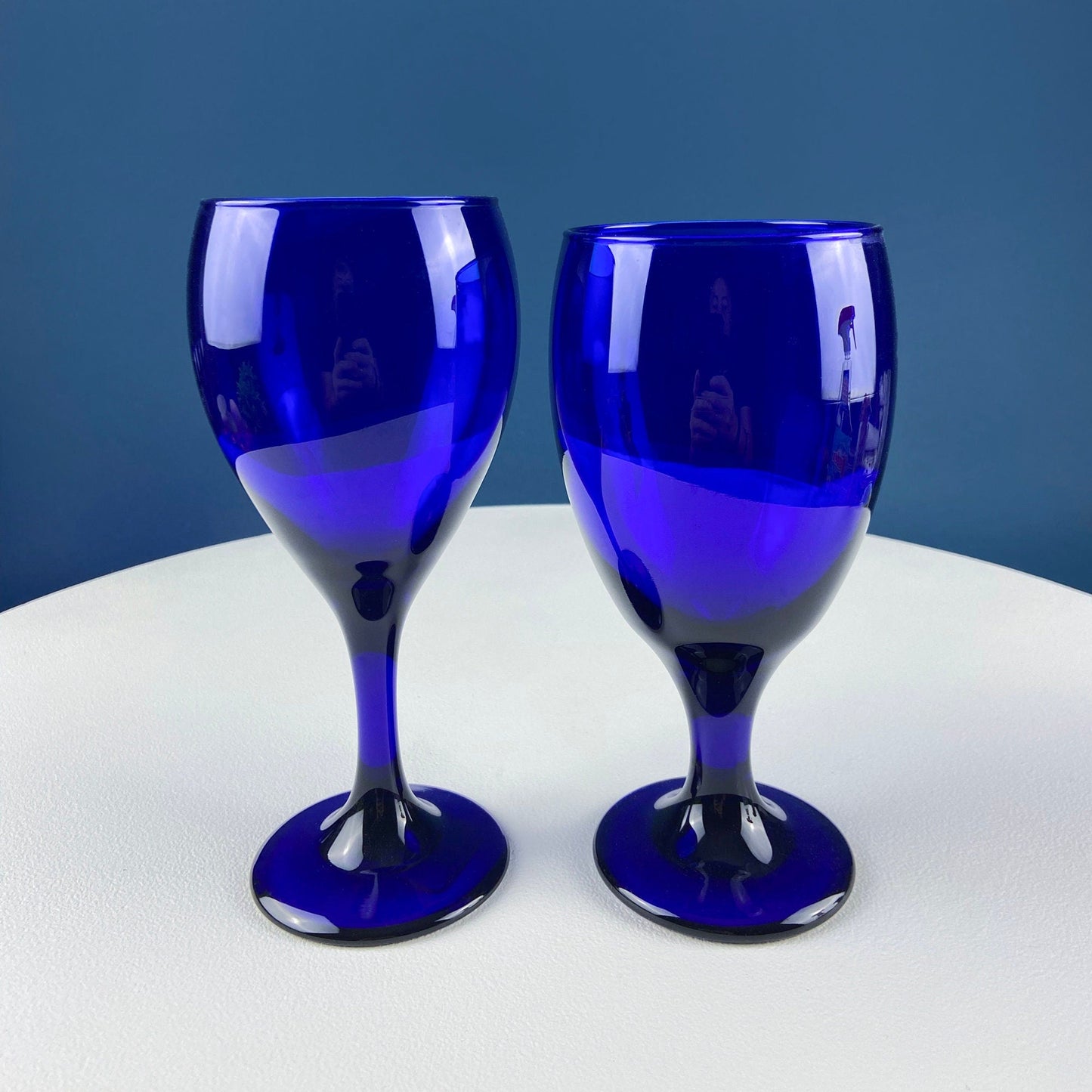 Cobalt Blue Wine Glasses. Set of Four Stemware. Dark Blue Modern Design. Holiday Celebration. Home Dining Room Decor. Gift for Him or Her. - Tampa Home & Garden Store