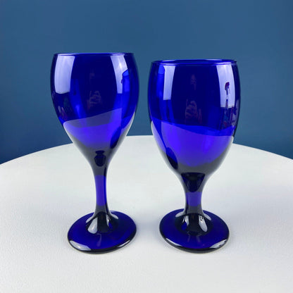 Cobalt Blue Wine Glasses. Set of Four Stemware. Dark Blue Modern Design. Holiday Celebration. Home Dining Room Decor. Gift for Him or Her. - Tampa Home & Garden Store