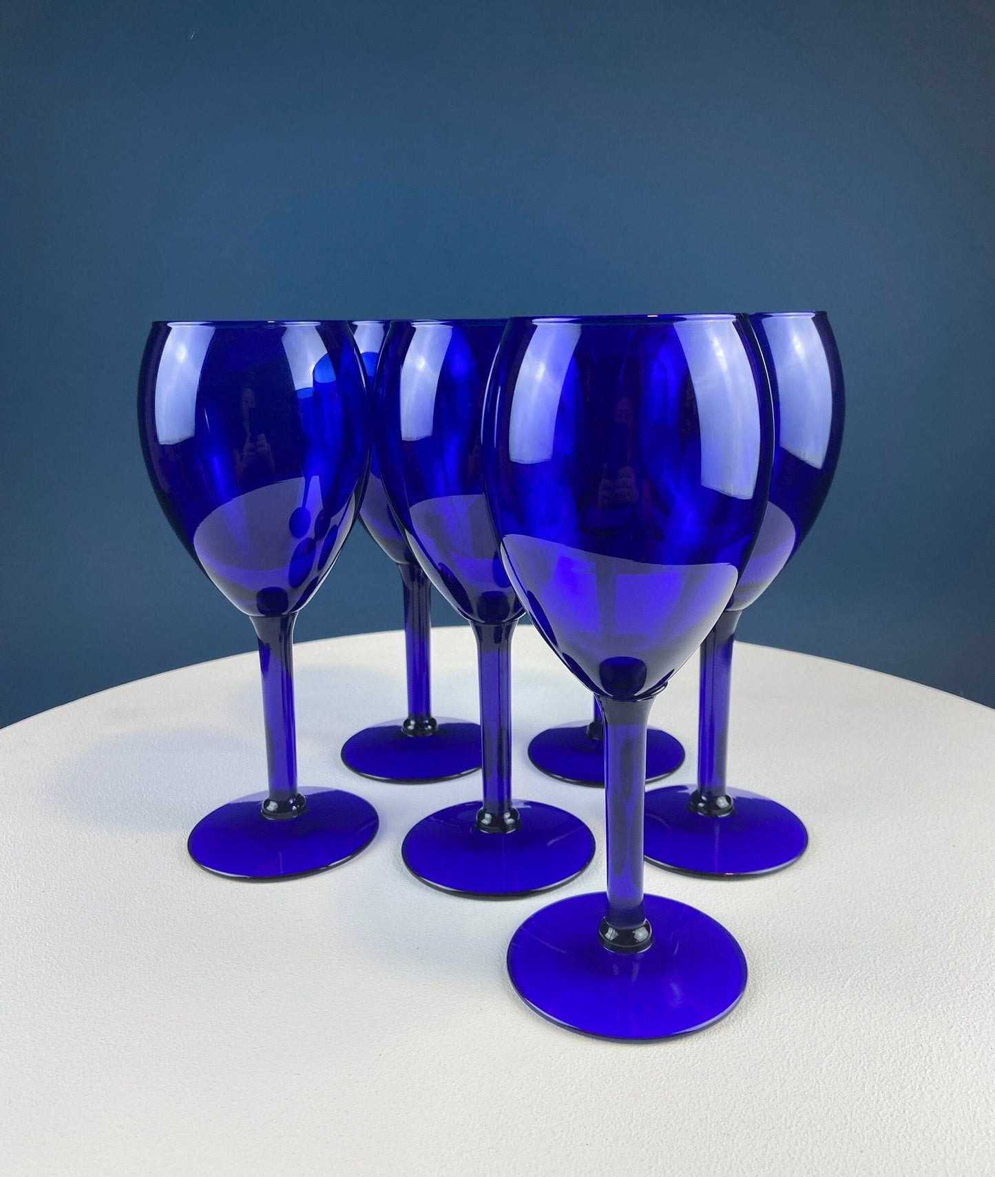 Cobalt Blue Wine Glasses. Set of Four Stemware. Dark Blue Modern Design. Holiday Celebration. Home Dining Room Decor. Gift for Him or Her. - Tampa Home & Garden Store