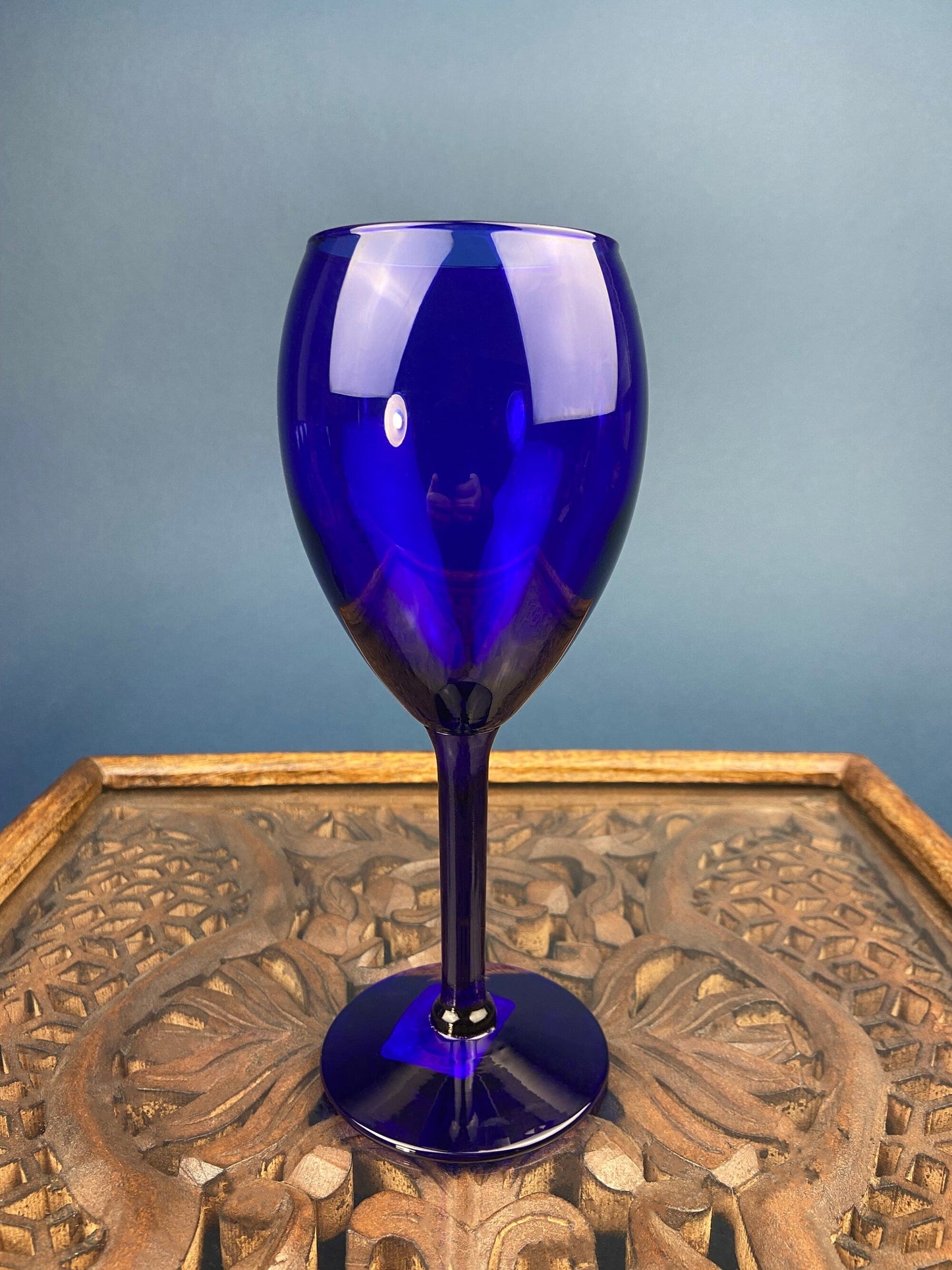 Cobalt Blue Wine Glasses.  Set of Six Stemware. Dark Blue Modern Glasses. Holiday Celebration. - Tampa Home & Garden Store