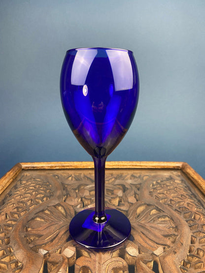 Cobalt Blue Wine Glasses.  Set of Six Stemware. Dark Blue Modern Glasses. Holiday Celebration. - Tampa Home & Garden Store