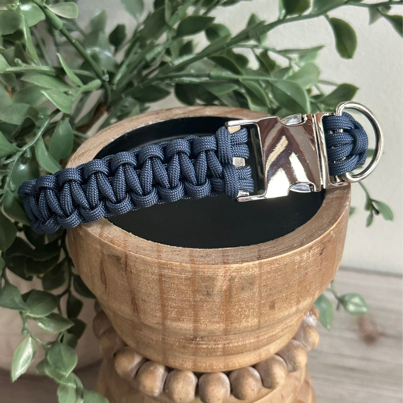 Cobra Braid in Navy Blue - Handmade Dog Collar - Tampa Home & Garden Store
