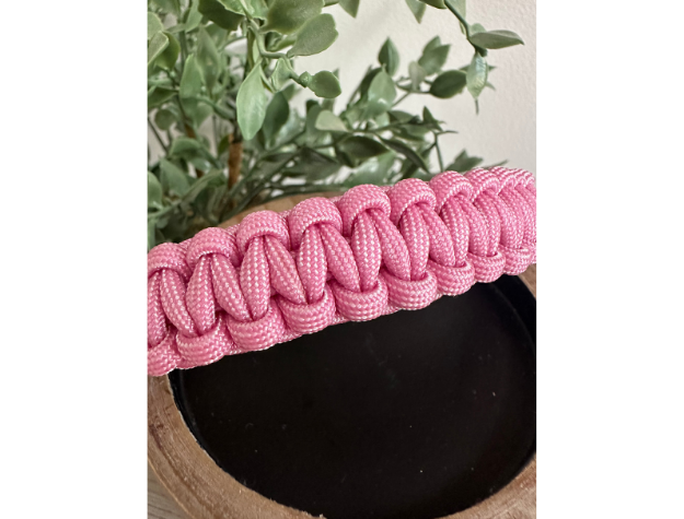 Cobra Braid in Pink & White Stripes - Handmade Dog Collar - Tampa Home & Garden Store